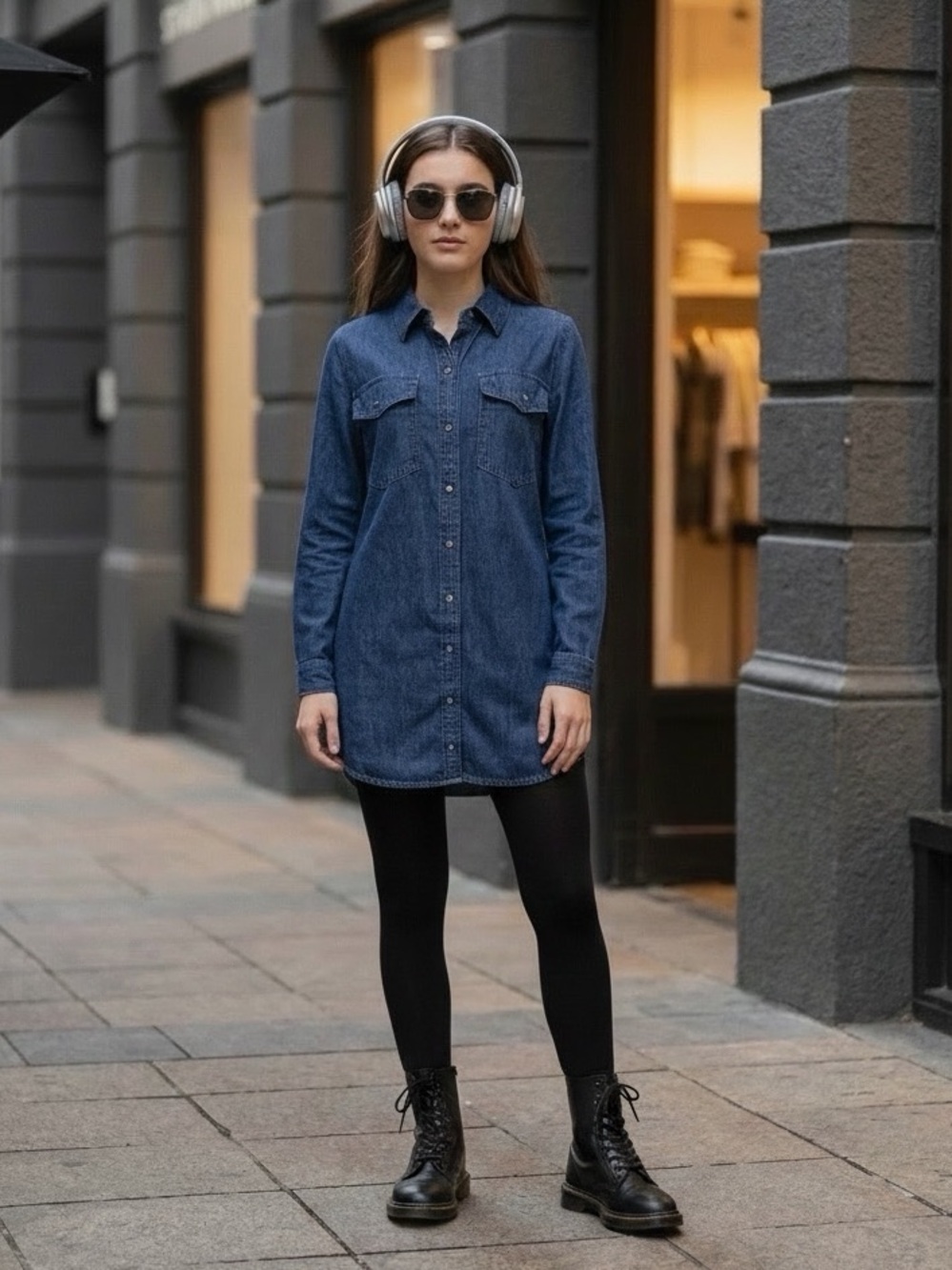 Volcom Denim Shirt Dress XS Blue Western Pearl Snap Long Sleeve